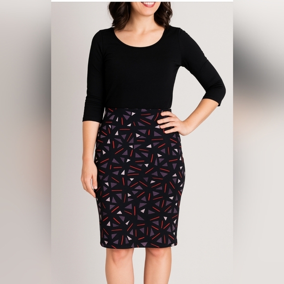 NWT Lularoe Cassie Pencil Midi Skirt Size Small Office Geometric Stretch Comfy - Picture 1 of 6